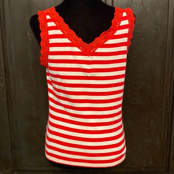 Tailor B.Moss red stripes tank top - M***Refer to measurements - Picture 3 of 10